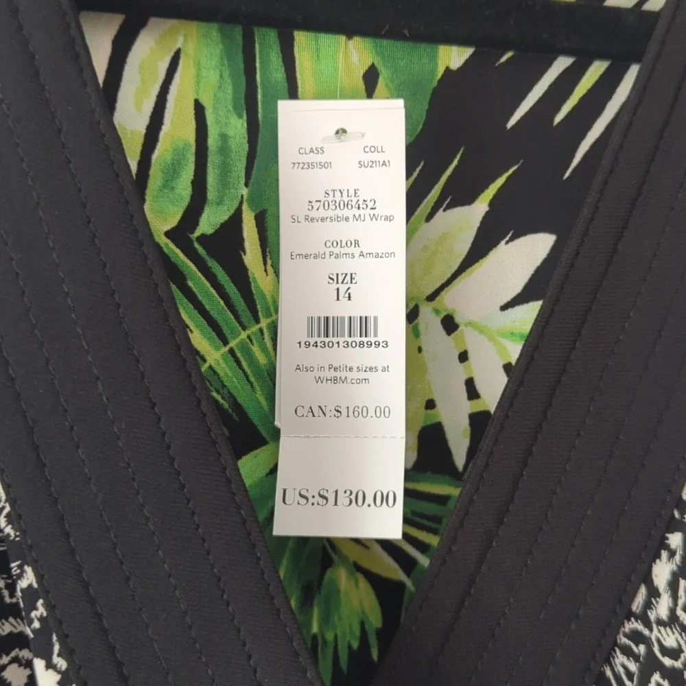 White House Black Market Reversible Sleeveless Faux Wrap Dress, Size 14 - Picture 5 of 7